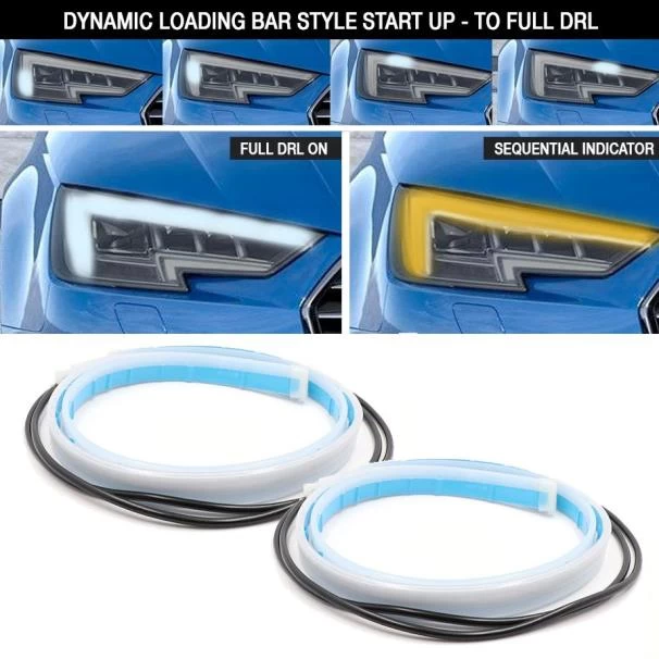 DRL LED Flexi Headlight Strip With Dynamic Start-Up Function & Sequential Indicator -30cm