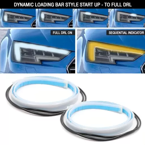 DRL LED Flexi Headlight Strip With Dynamic Start-Up Function & Sequential Indicator -30cm